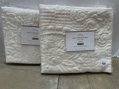 Pottery Barn Velvet Medallion standard Shams ivory 2 shams set - Image 1 of 3