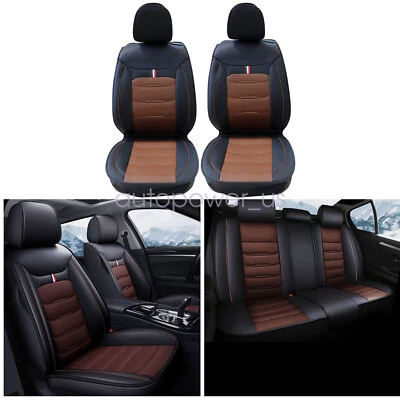 For Chevrolet Silverado GMC 1500 2500HD 3500HD Leather Car Seat Cover 5 Seat Set - Image 1 of 4