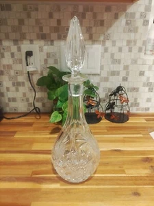 Vintage Bar geschliffenes Glas Wein Schnaps Dekanter schwer Pinwheels Sterne - Bild 1 von 9