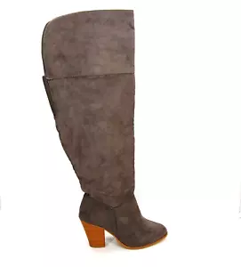 Stivali al ginocchio Lane Bryant donna tacco impilati cerniera grigio colletto 9 W - Foto 1 di 12