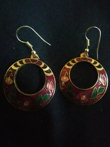 Enamel Design Earrings - Picture 1 of 3