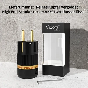 Enchufe de alimentación Viborg de alta gama cobre puro chapado en oro UE Schuko para cable de alimentación hágalo usted mismo - Imagen 1 de 9