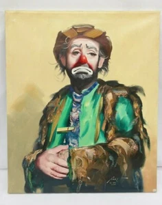 Clown Painting Rusty Rust EMMETT KELLY Oil Canvas 1982 1/250 24" x 20" Sad #3 - Picture 1 of 11