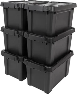 USA 5 Gallon Lockable Storage Bins with Lids, 6 Pack - Made in USA, Heavy Duty, - Picture 1 of 12