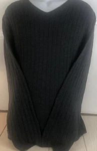 Mens Sweater 2XL Merona Gray Pullover Cotton Long Sleeve V Neck - Picture 1 of 4