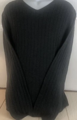 Mens Sweater 2XL Merona Gray Pullover Cotton Long Sleeve V Neck - Image 1 of 4