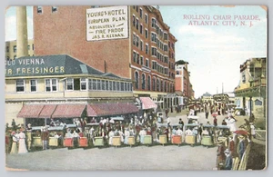 Postal Atlantic City Nueva Jersey ~ Desfile de sillas de ruedas en la calle principal - Imagen 1 de 3