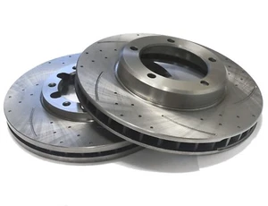 PAIR OF SLOTTED DIMPLED Front 296mm BRAKE ROTORS D040 x 2 COMMODORE VT VX VY VZ - Picture 1 of 1