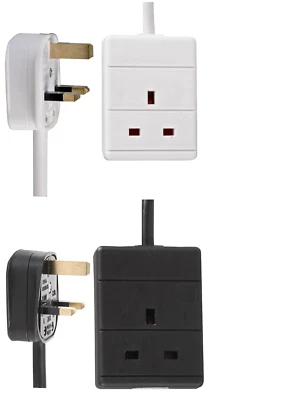 1 Way Gang Single Socket Mains Electric Extension Lead 0 - 20M Cable 13A UK Plug - Image 1 of 4