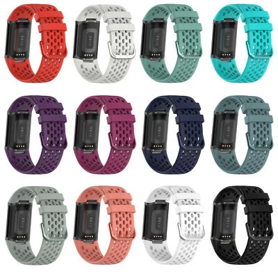 For Fitbit Charge 5 Replacement Soft Silicone Sports Breathable Watch Strap Band