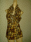 Sexy Leopard/Cheetah Print Ruffled Top Costume Sleeveless Stretch Spandex S/M