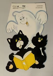 Decorazione vintage CLEO Gibson Halloween fantasma e gatti su due lati - NOS - Foto 1 di 5