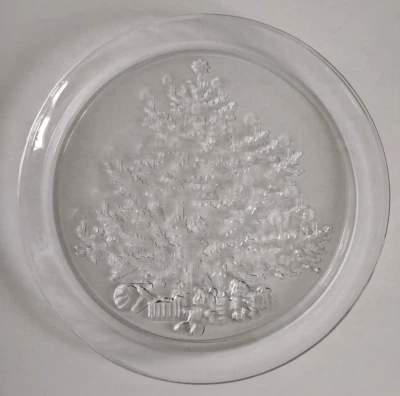 Plato redondo transparente para servir árbol de Navidad de vidrio Indiana de 13" Foto 1 de 4