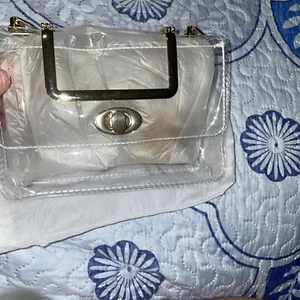 Klar Handtasche Tasche Tasche Buch Gold Kette Armband Kunststoff durchsichtig Medium - Bild 1 von 13
