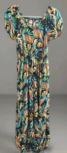 Kindred Gr. XL Blumen Maxikleid gesmokt Viskose Bauern Urlaub Sommer bunt - Bild 1 von 7