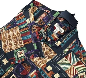 Tori Richard Honolulu Hawaiian Shirt Mens L geometric Print Made in USA Vintage - Picture 1 of 7