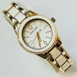 Anne Klein Women's Gold White Dial Enamel Bracelet Watch AK/3314 - Picture 1 of 12