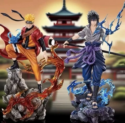 27 Cm Naruto Anime Figura Uzumaki. Naruto Uchiha Sasuke. Action Figure In PVC - Immagine 1 di 4