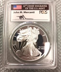 2016 (W) Silver Eagle PCGS PR70DCAM 30th Anniversary John Mercanti Signed Label - Picture 1 of 4