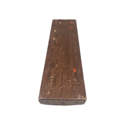 STANCRAFT Vintage Cribbage Board Walnut Wood Model No. 5021 With Instructions - Image 1 of 4