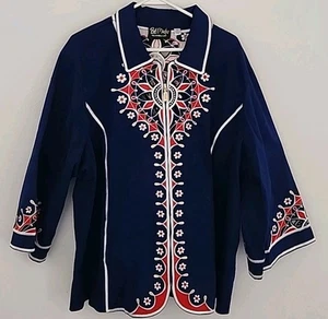 Bob Mackie Wearable Art Größe 3X bestickte Jacke mit Reißverschluss und Cutouts  - Bild 1 von 21