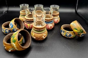 (6) Vnt Wooden Shot Glasses Holders And Napkin Rings - Picture 1 of 3