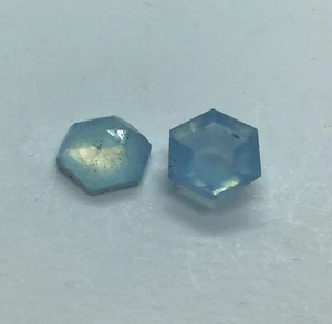 Rose Cut Hexagon Flat Back Loose Gemstone AAA Aquamarine Natural Making Jewelry - Picture 1 of 6