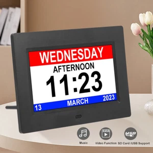 7 Zoll Seniorenuhr Demenz Uhr Digitaler Kalender Wecker mit Datum und Wochentag - Bild 1 von 12