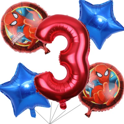 Globos Spiderman 3er Cumpleaños 5 piezas - Suministros de Fiesta Decoraciones Foto 1 de 4