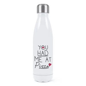 You Had Me At Pizza Double Wall Water Bottle Funny Love Valentines Day - Picture 1 of 1