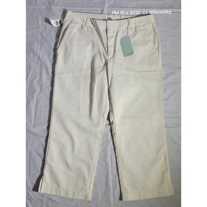 Old Navy Khaki Größe 12 Super Caprihose Neu mit Etikett 100 % Baumwolle mittellang unifarben vorne - Bild 1 von 12
