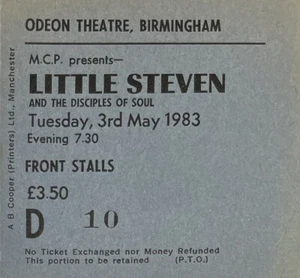 Little Steven - Birmingham, UK (1983) Concert Ticket - Imagen 1 de 3