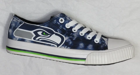 SEATTLE SEAHAWKS WOMEN SNEAKER SZ 7 TIE DYE BLUE LOW CANVAS CHUCK STYLE NIB Cover