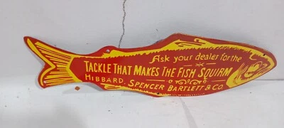 Tackle That the Fish Squirm Porcelain Enamel Sign  23 x 7 Inches 1 Side - Image 1 of 4