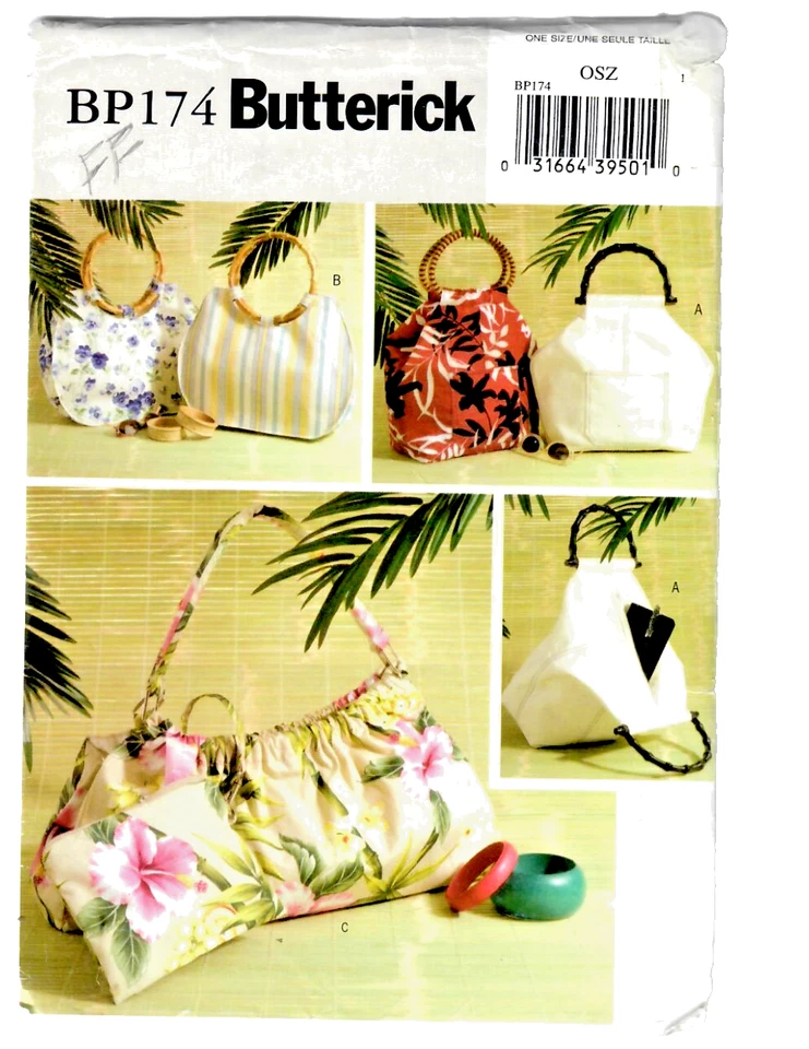 Butterick BP174 / 4148 Sewing Pattern Handbags with Handles 3 Styles and Sizes - Image 1 of 4