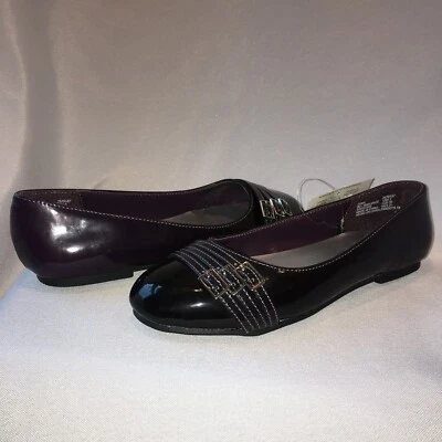 Niñas 2M Púrpura Oscuro Plano con Hebillas "Edna" por George Talla 2M NUEVO ~ ENVÍO GRATUITO Foto 1 de 4