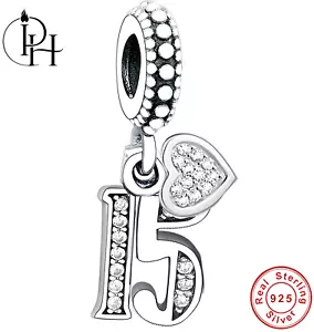 15. Geburtstag Charm Pandora passend 15 Jahre Jubiläum 925 Silber Dangle - Bild 1 von 4