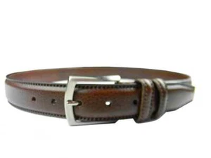 Cintura uomo pelle marrone fine lucida top quality eleganza gala made italy - Imagen 1 de 2