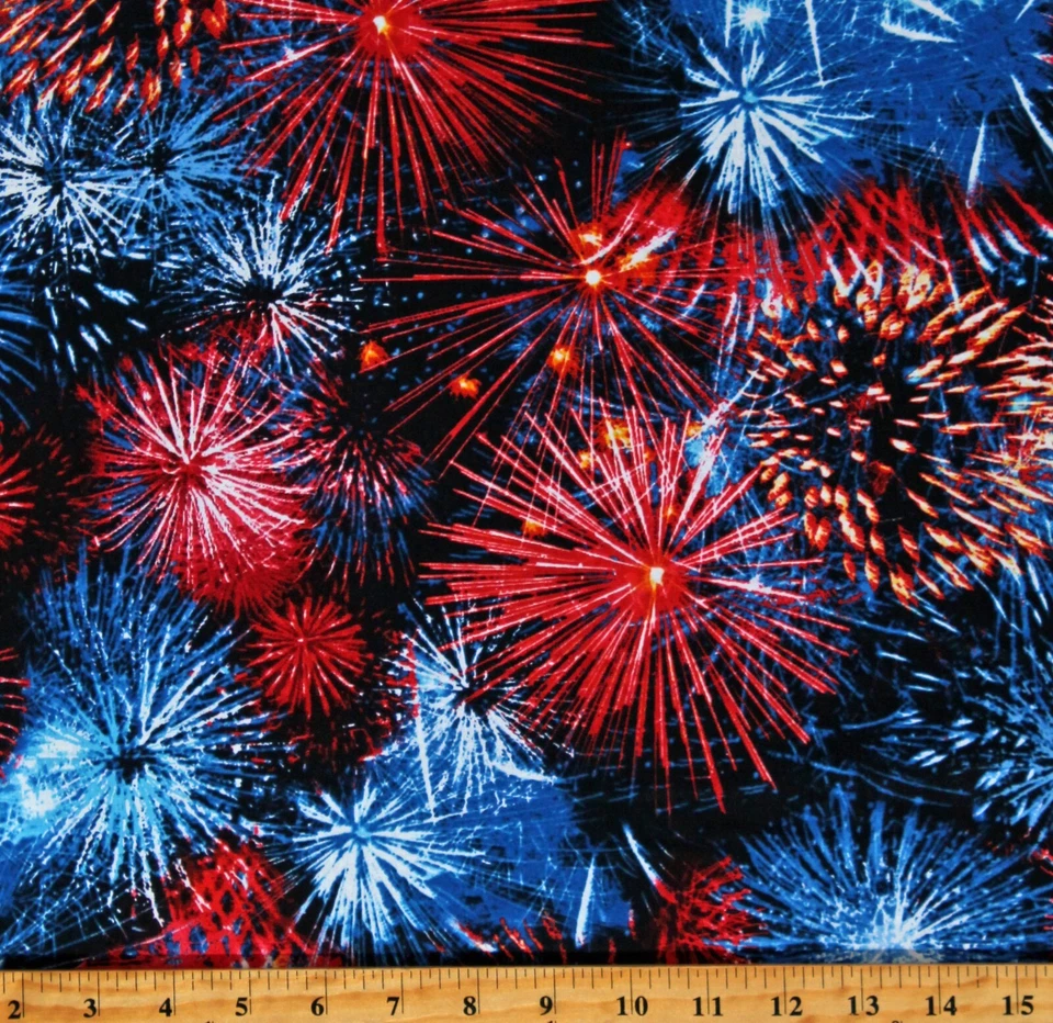 Fireworks Patriotic Freedom USA Cotton Fabric by Timeless Treasures