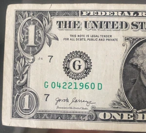 April 22, 1960 no.04221960 $1 One Dollar fancy Serial Number Birthday circulated - Picture 1 of 5