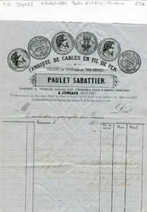 Dépt 63 - Jumeaux - Belle Entête d'une Corderie & Tréfilerie du 07/10/1870 - Picture 1 of 1