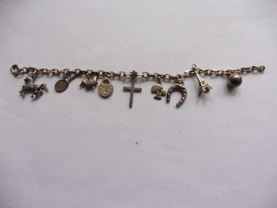 Schönes , altes Armband ,Silber ,Bettelarmband mit 9 schönen Anhängern - Bild 1 von 4