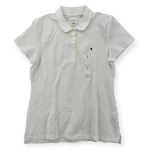 Tommy Hilfiger Polo Shirt Womens Large Short Sleeve White Classic Top Golf NWT - Picture 1 of 8