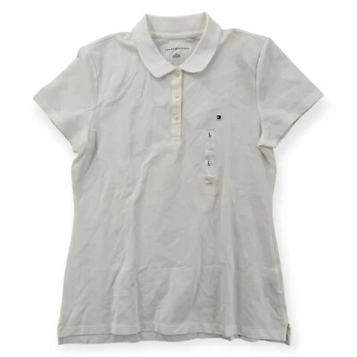 Tommy Hilfiger Polo Mujer Grande Manga Corta Blanco Clásico Top Golf Nuevo con Etiquetas Foto 1 de 4