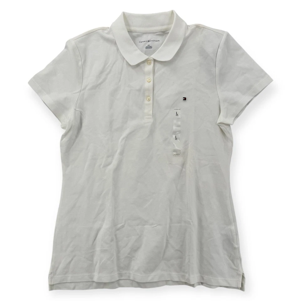 Tommy Hilfiger Polo Mujer Grande Manga Corta Blanco Clásico Top Golf Nuevo con Etiquetas Foto 1 de 4