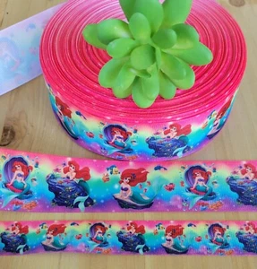 7/8 or 1.5"(1 YD) The Little Mermaid Grosgrain Ribbon Ariel Flounder - Picture 1 of 1