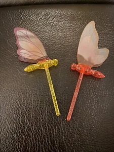 one dozen Dragonfly cupcake picks red and yellow sku 215-0 - Picture 1 of 2