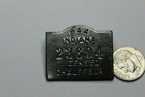 1944 DISTINTIVO/SPILLE LICENZA AUTISTA INDIANA 1 X 1 1/4", 9,7 GRAMMI - Foto 1 di 3