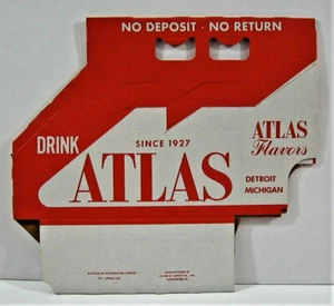 Vintage Atlas Soda Pop Bottle 6 Pk Carrier Carton Detroit Unused Old Store Stock - Picture 1 of 2