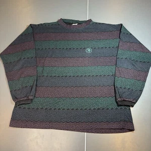 Vintage Ocean Pacific Long Sleeve T Shirt Large AOP Geometric Pattern Surf Skate - Picture 1 of 10